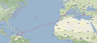 Actually sailed route of S/Y MELMAR Y